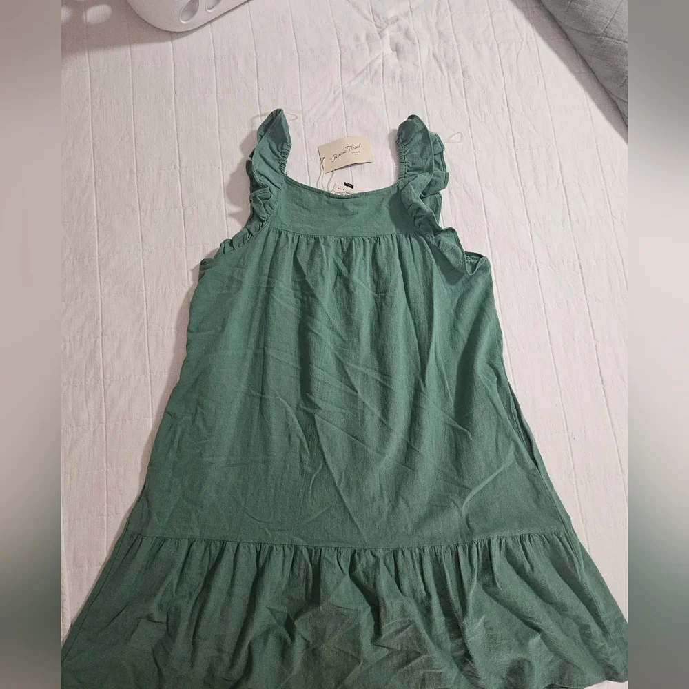 Green Ruffled Button-Down Dress - Picture 4 of 5